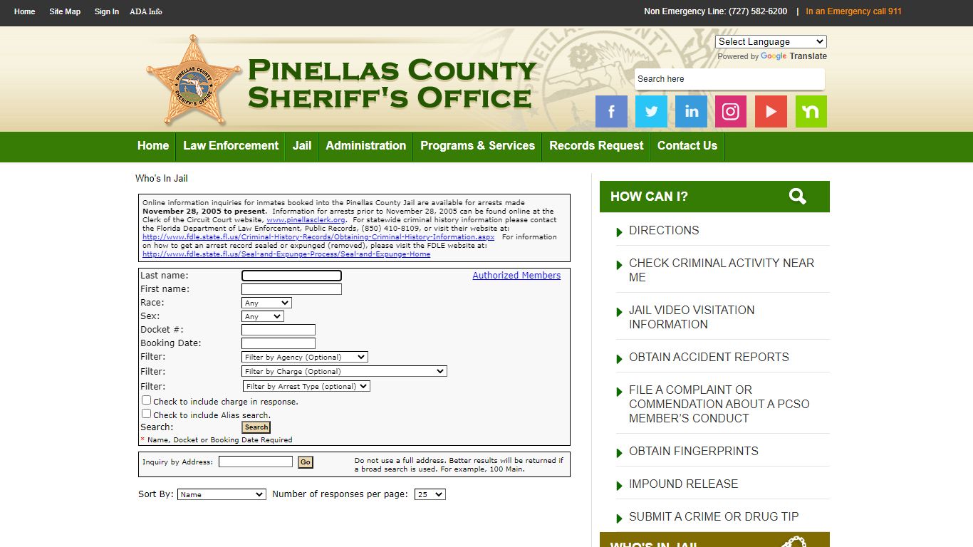 Site Search - Pinellas County Sheriff's Office