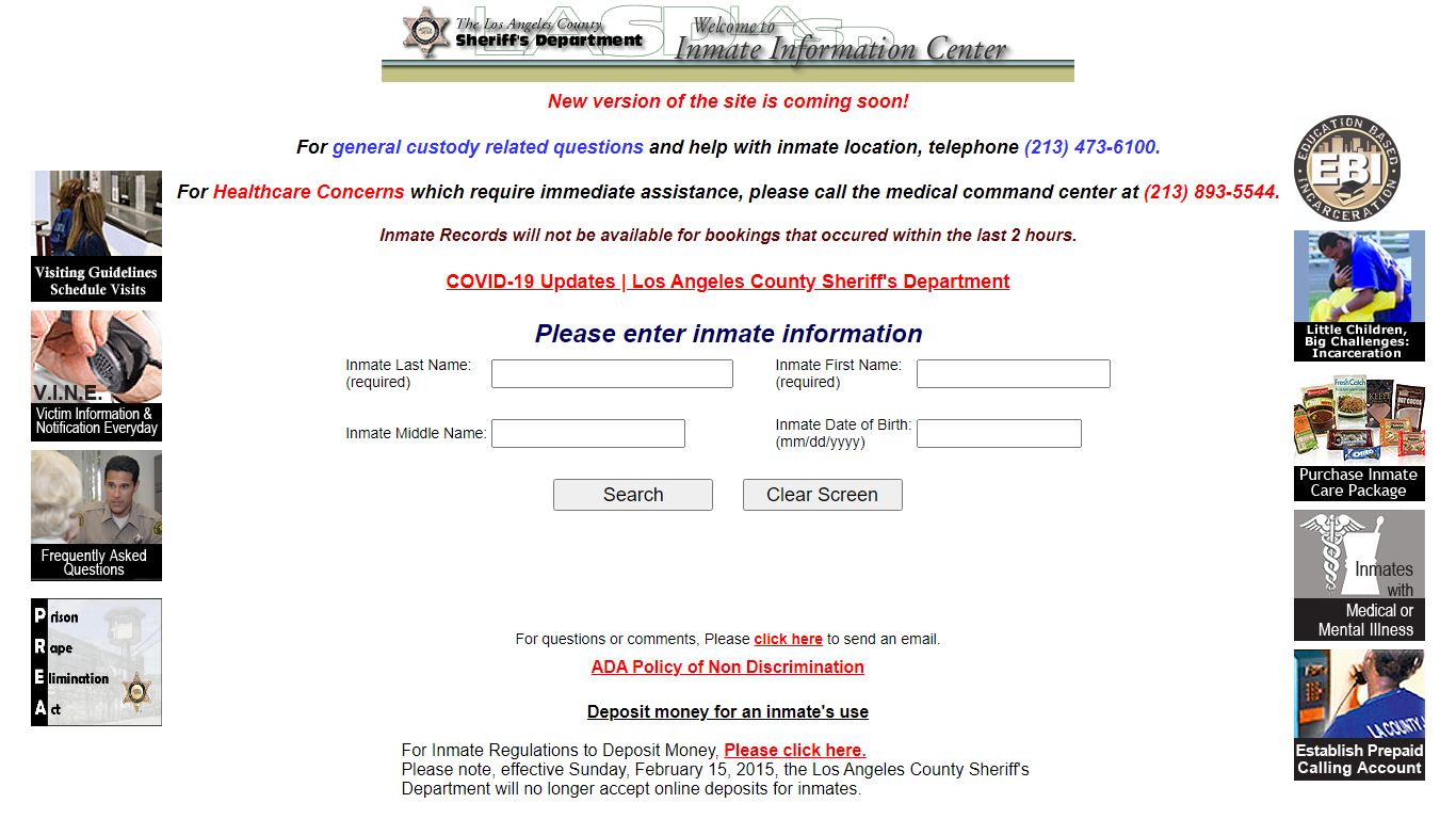 LASD Inmate Information Center - Inmate Search